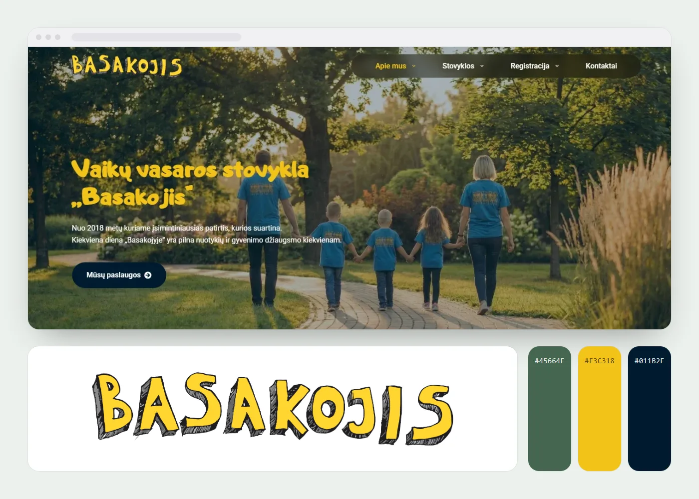 Basakojis: svetainės vaizdas, logotipas ir spalvos