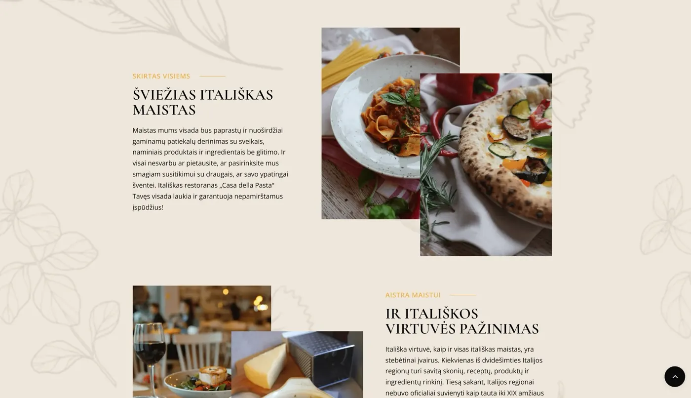 Casa Della Pasta, projekto ekrano nuotrauka 2