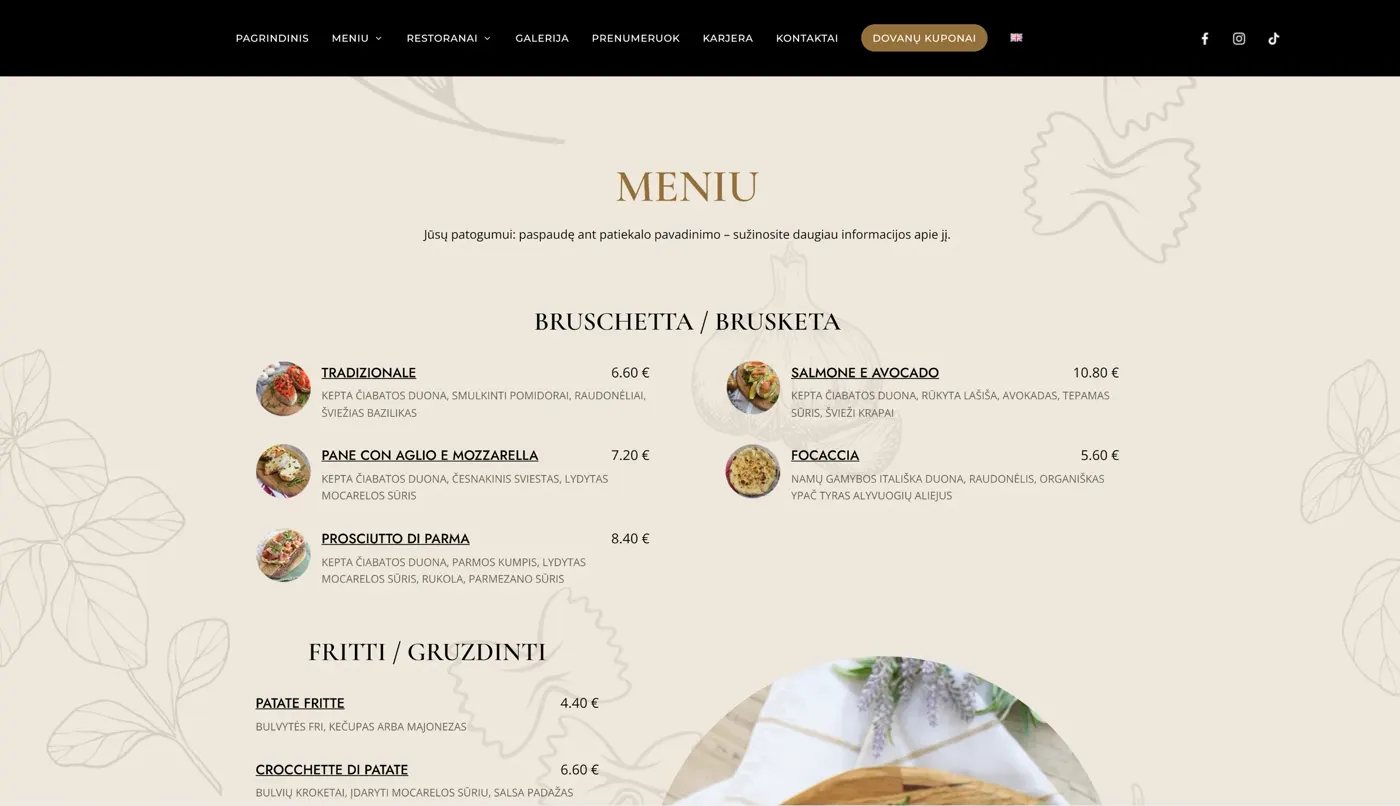 Casa Della Pasta, projekto ekrano nuotrauka 6