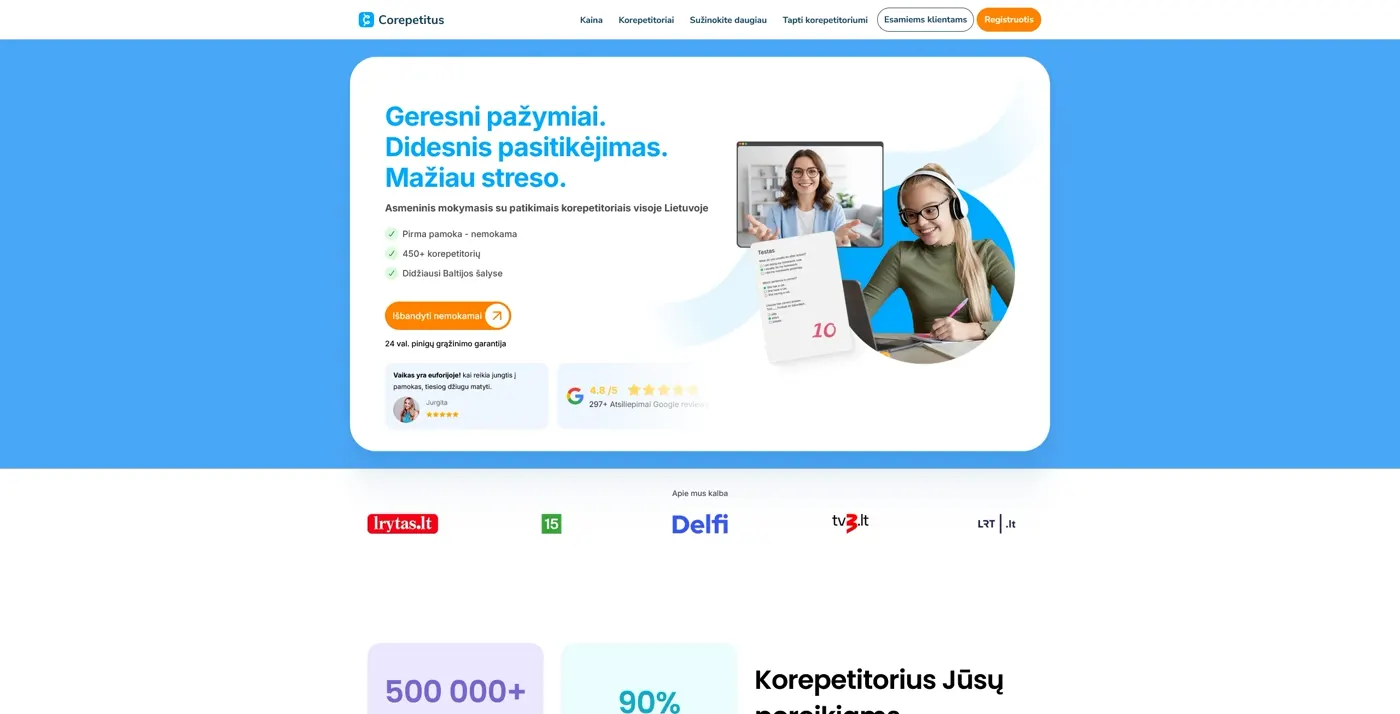 Corepetitus, projekto ekrano nuotrauka 1