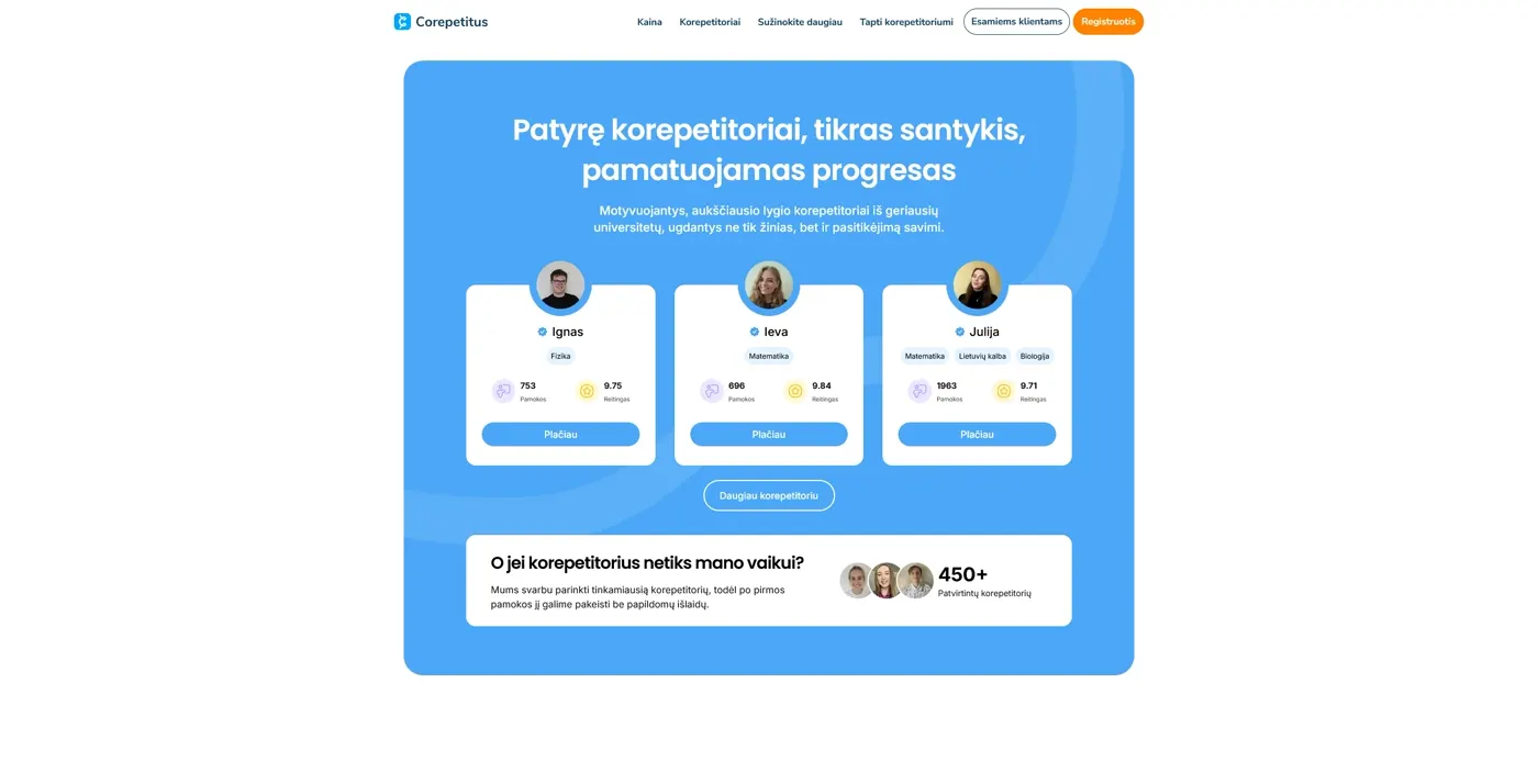 Corepetitus, projekto ekrano nuotrauka 3