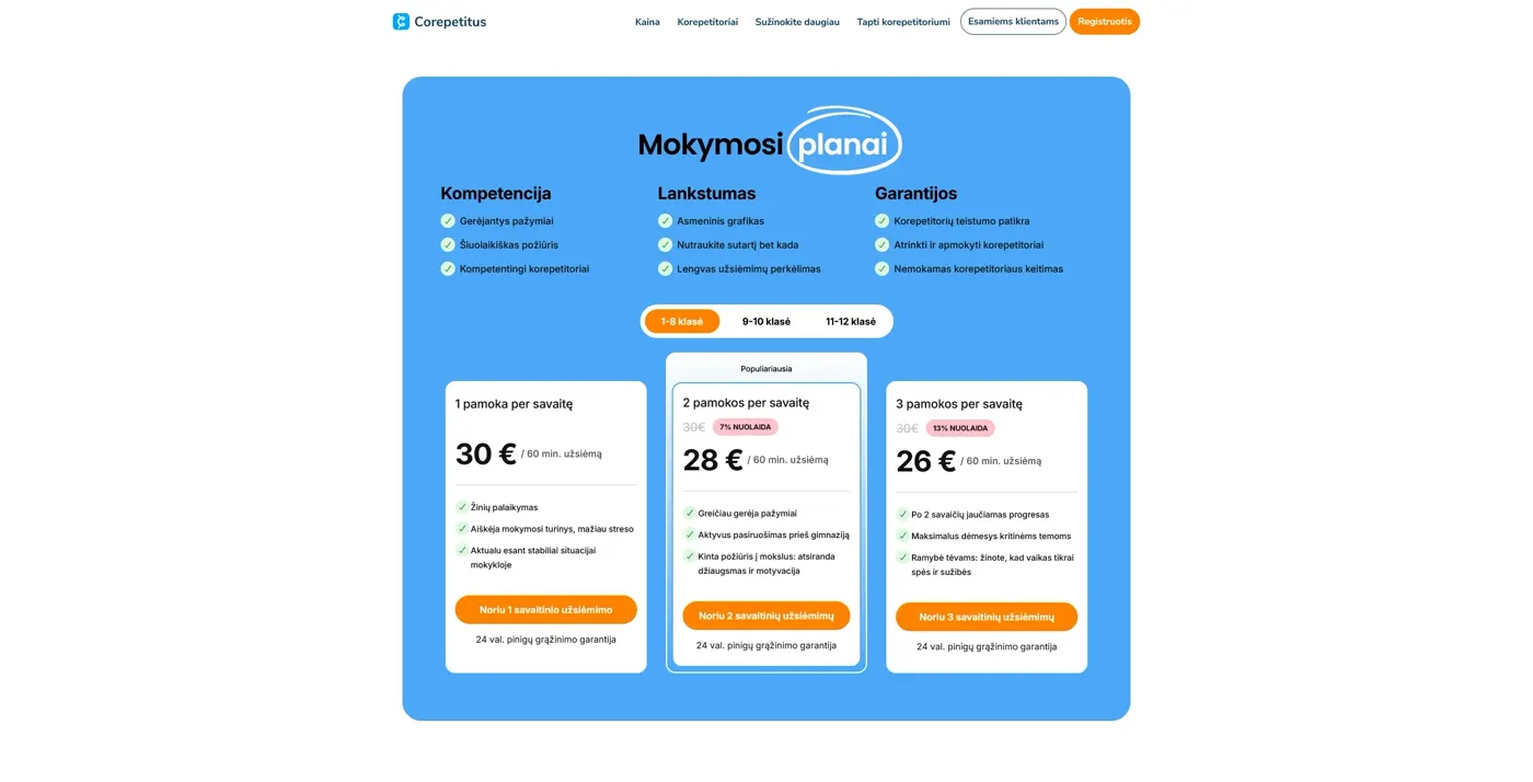 Corepetitus, projekto ekrano nuotrauka 4