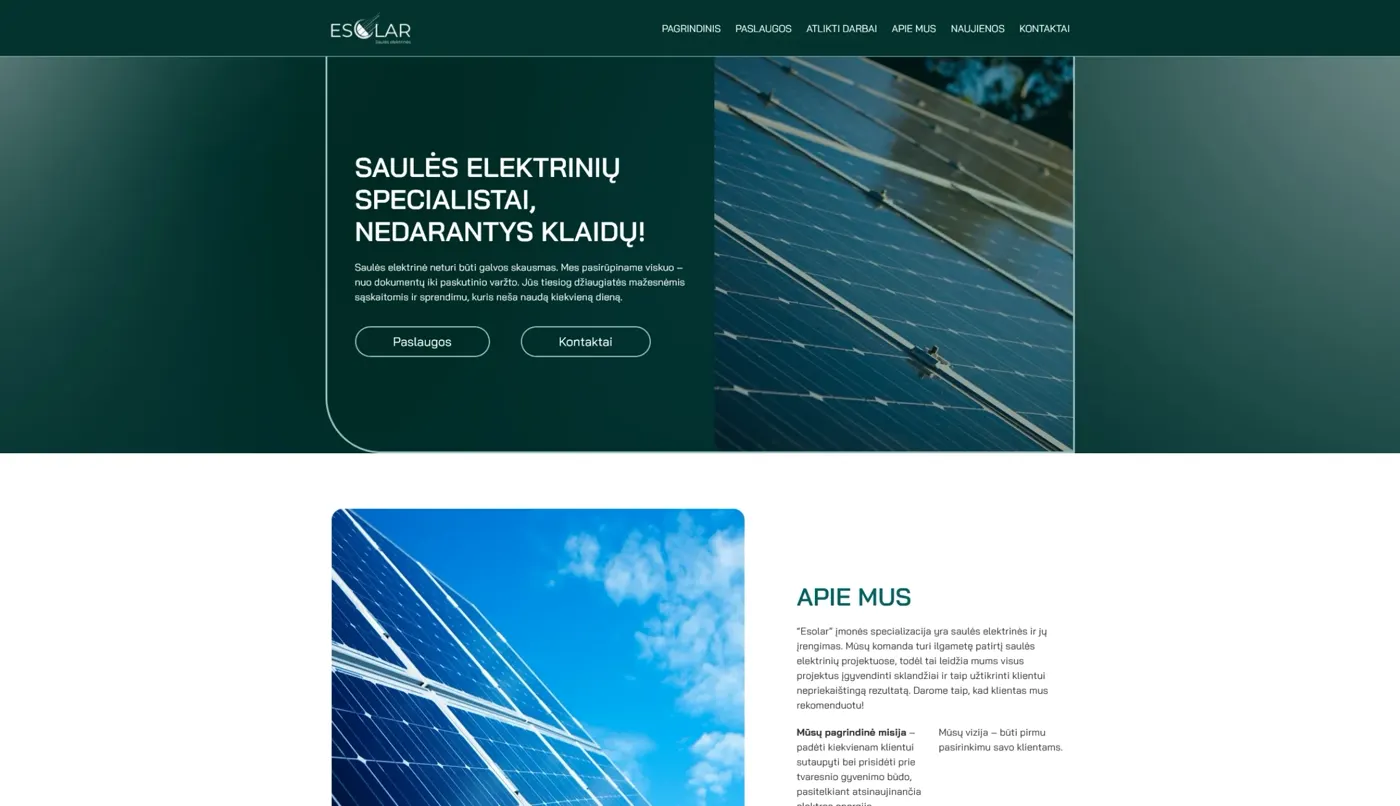 Esolar, projekto ekrano nuotrauka 1