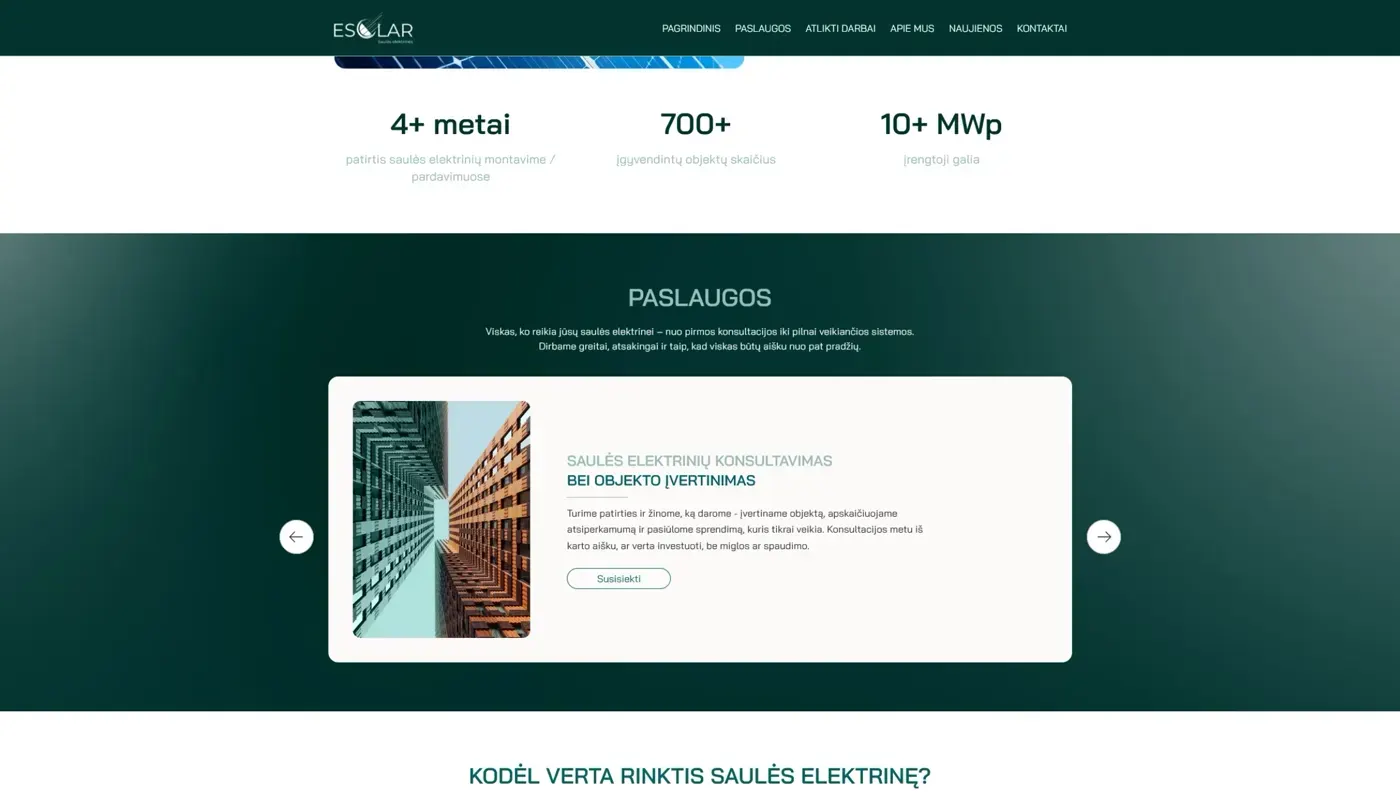Esolar, projekto ekrano nuotrauka 2