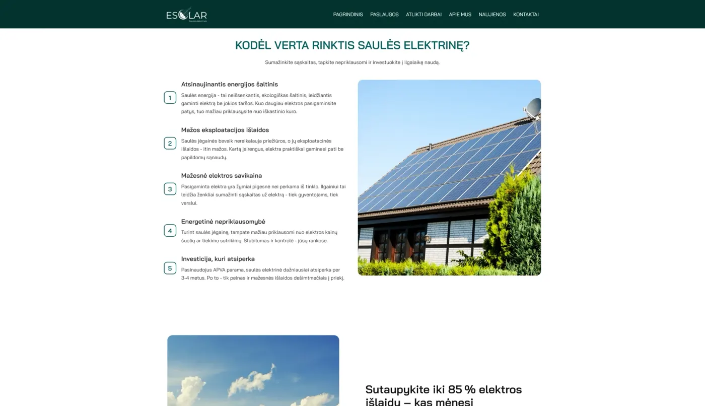 Esolar, projekto ekrano nuotrauka 3