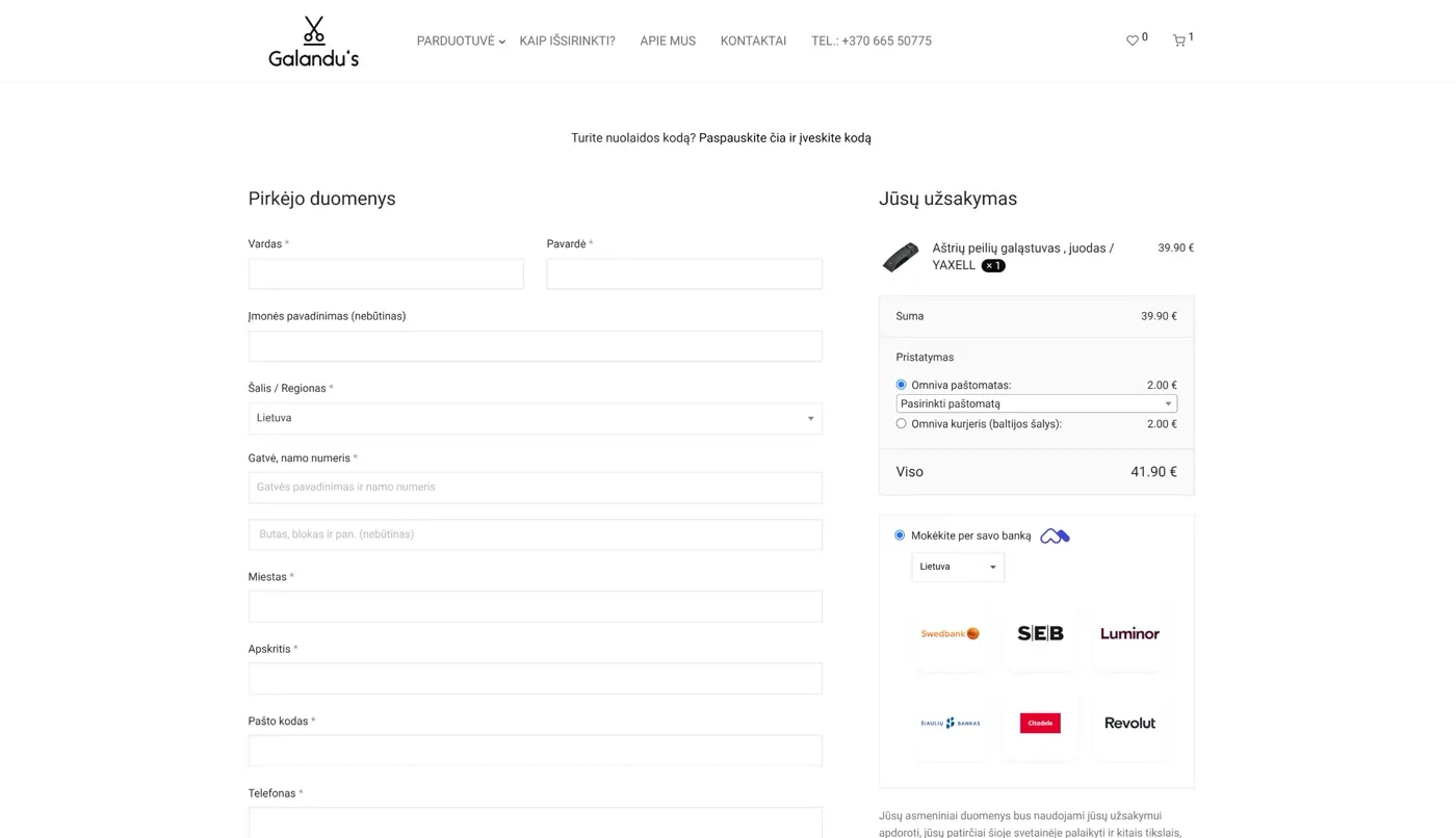 Galandus, projekto ekrano nuotrauka 6