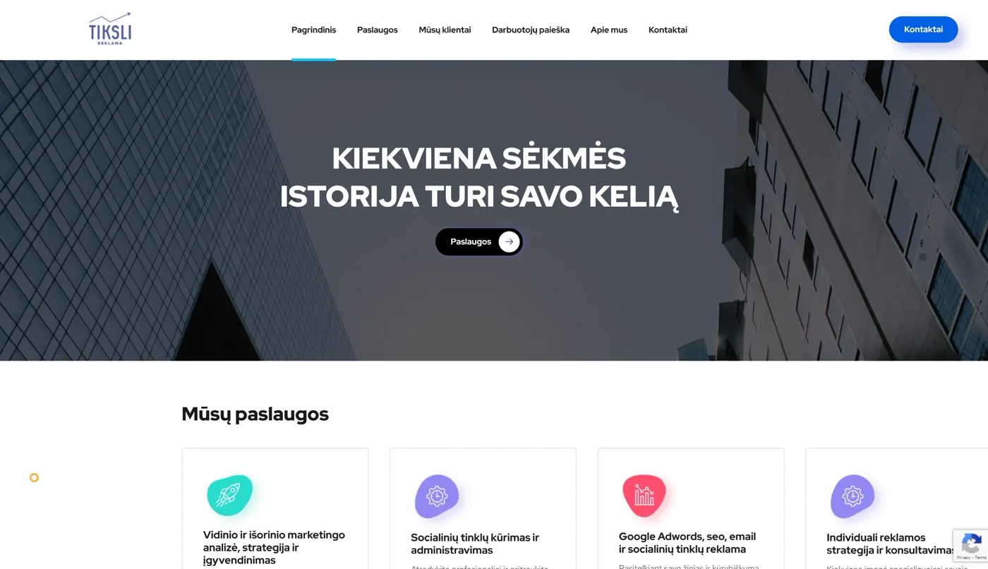 Tiksli Reklama, projekto ekrano nuotrauka 1