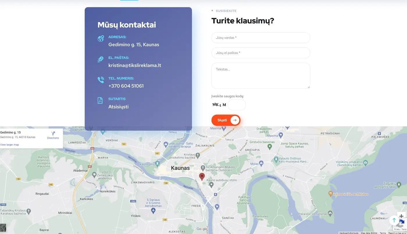Tiksli Reklama, projekto ekrano nuotrauka 3