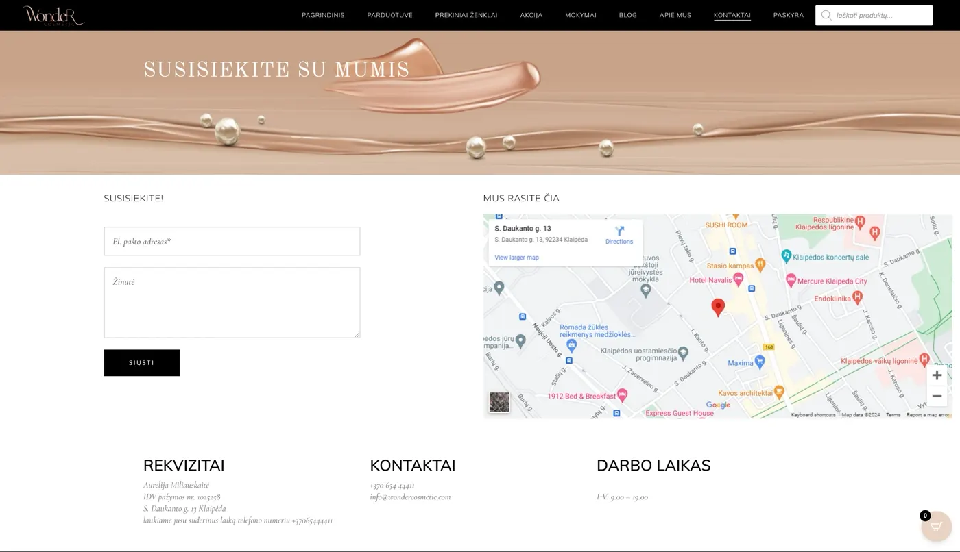 Wonder Cosmetic, projekto ekrano nuotrauka 3